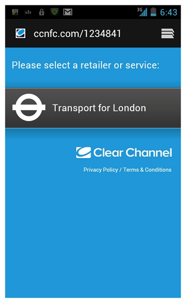 Screenshot: Transport for London link